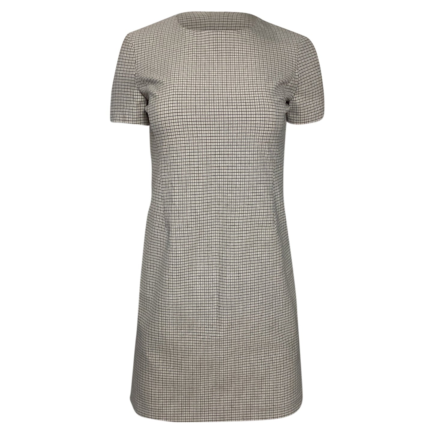 Vestido corto a cuadros color beige