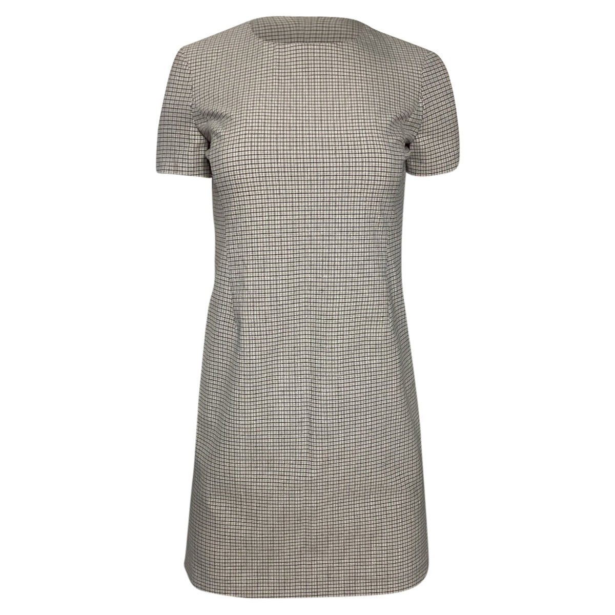 Vestido corto a cuadros color beige