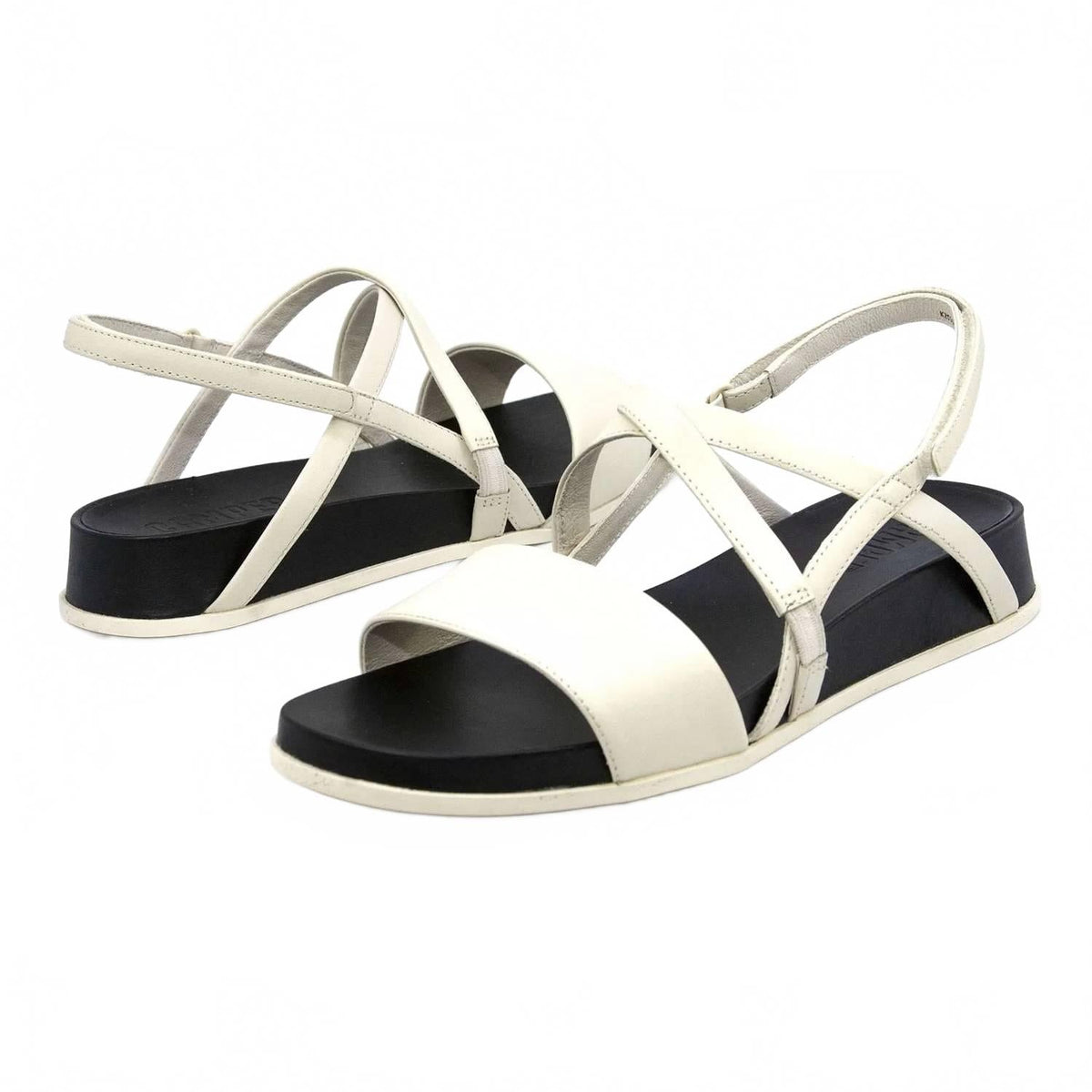 Sandalias de mujer de cuero con plataforma color beige