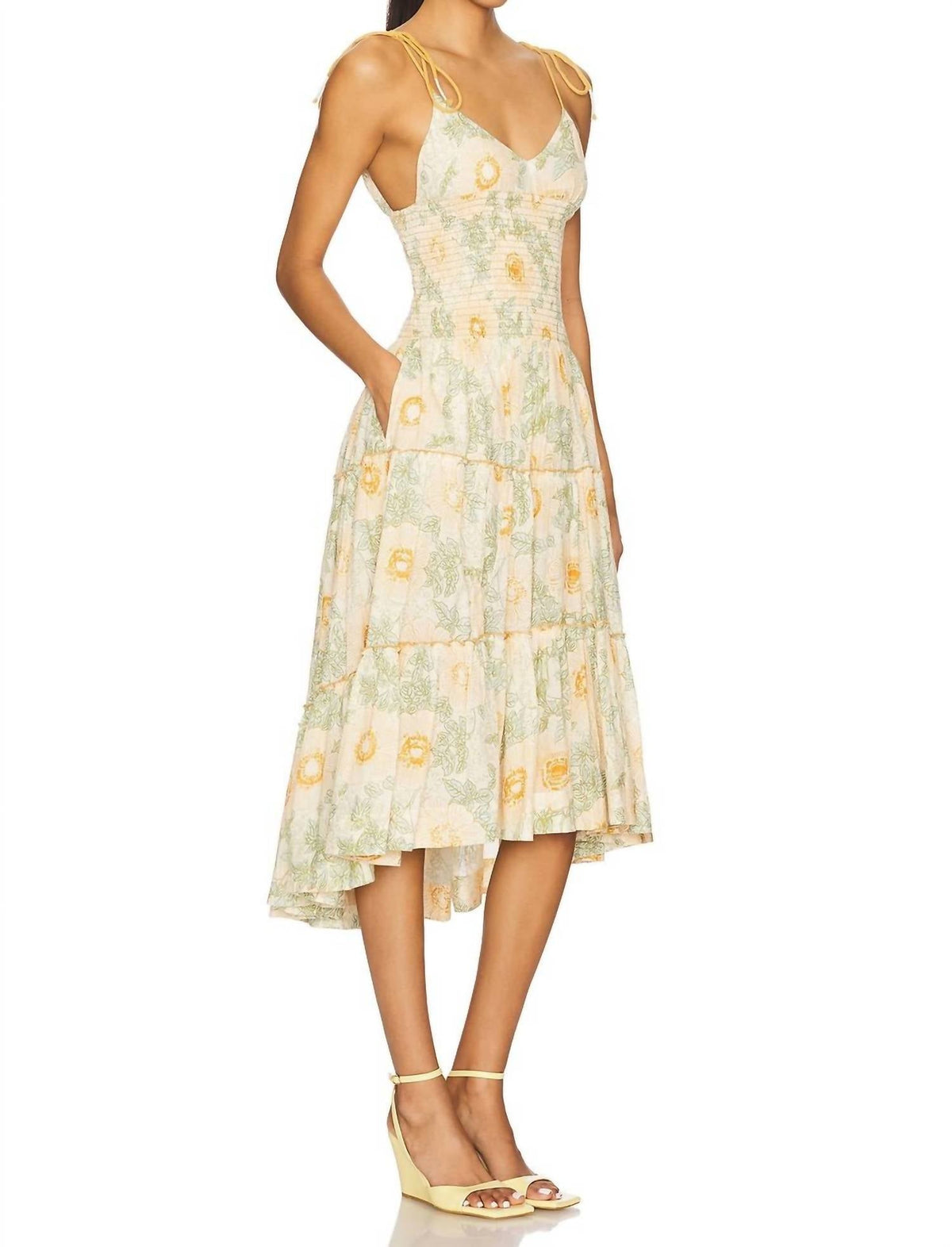 Vestido midi color marfil