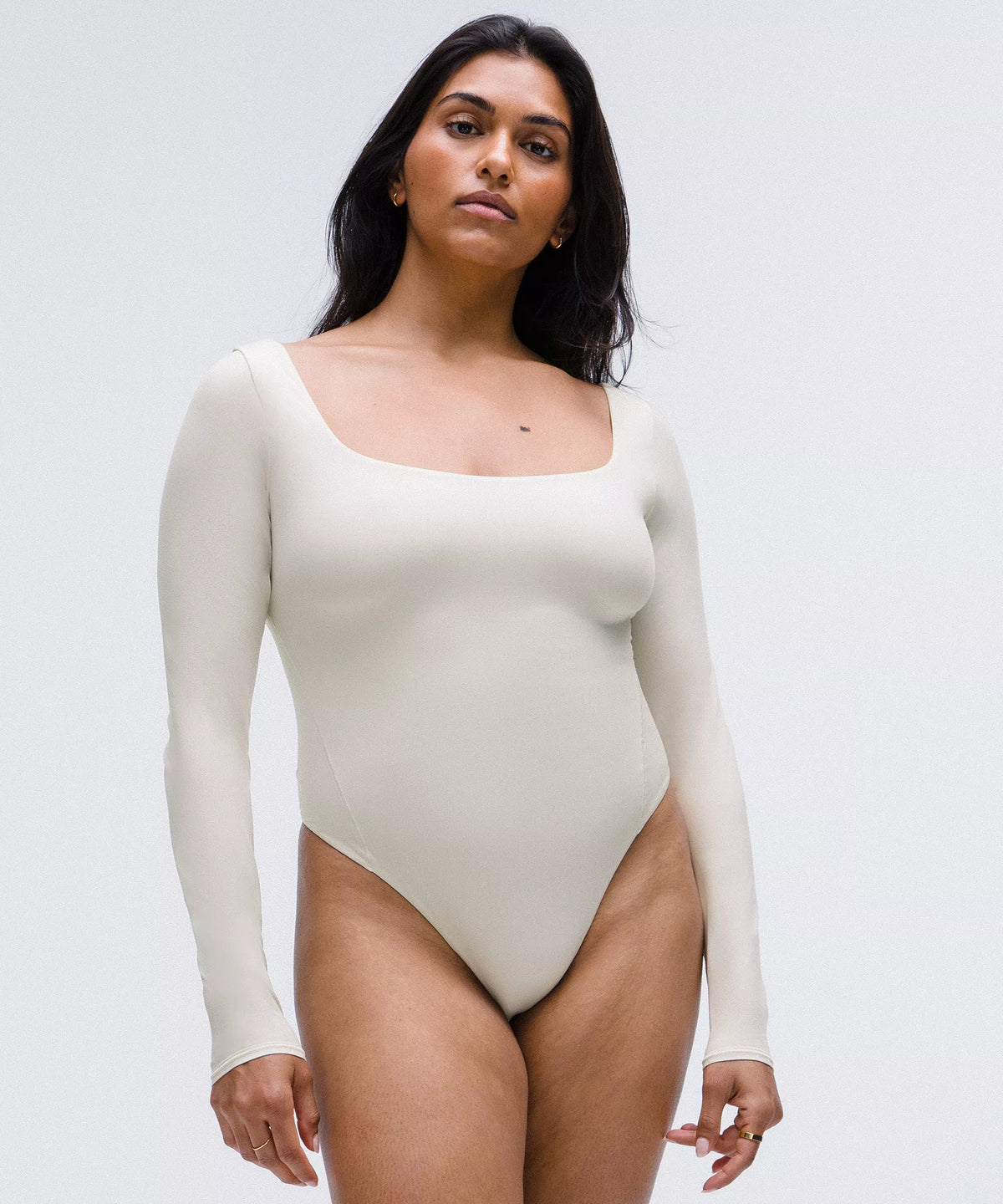 Body de manga larga con escote cuadrado