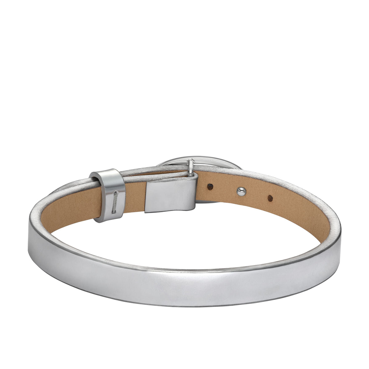 Pulsera de hombre de cuero color plateado