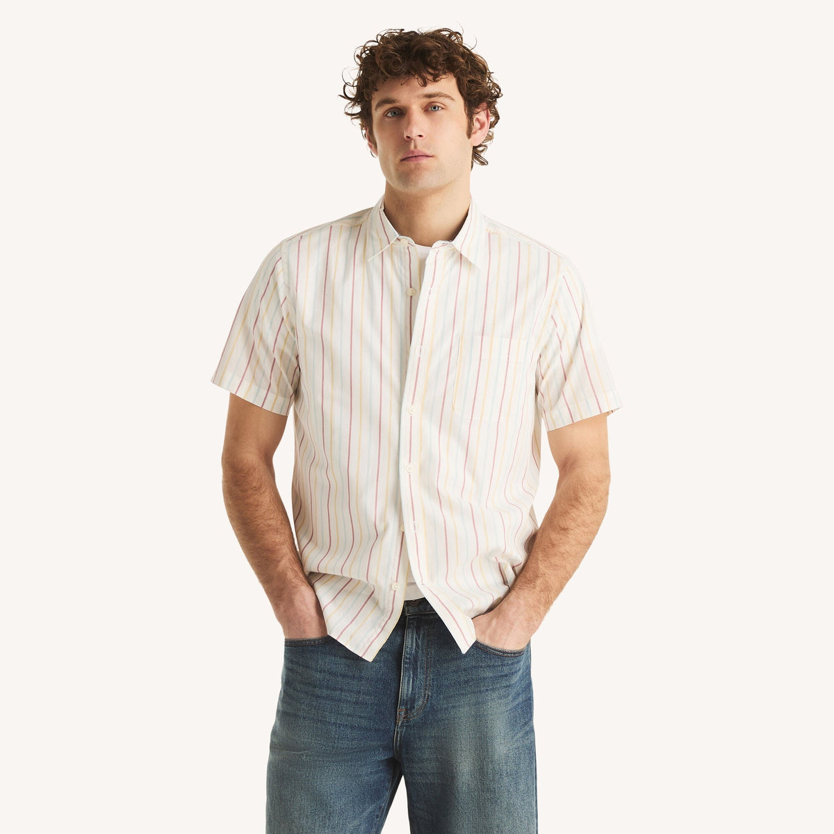 Camisa de hombre de manga corta a rayas