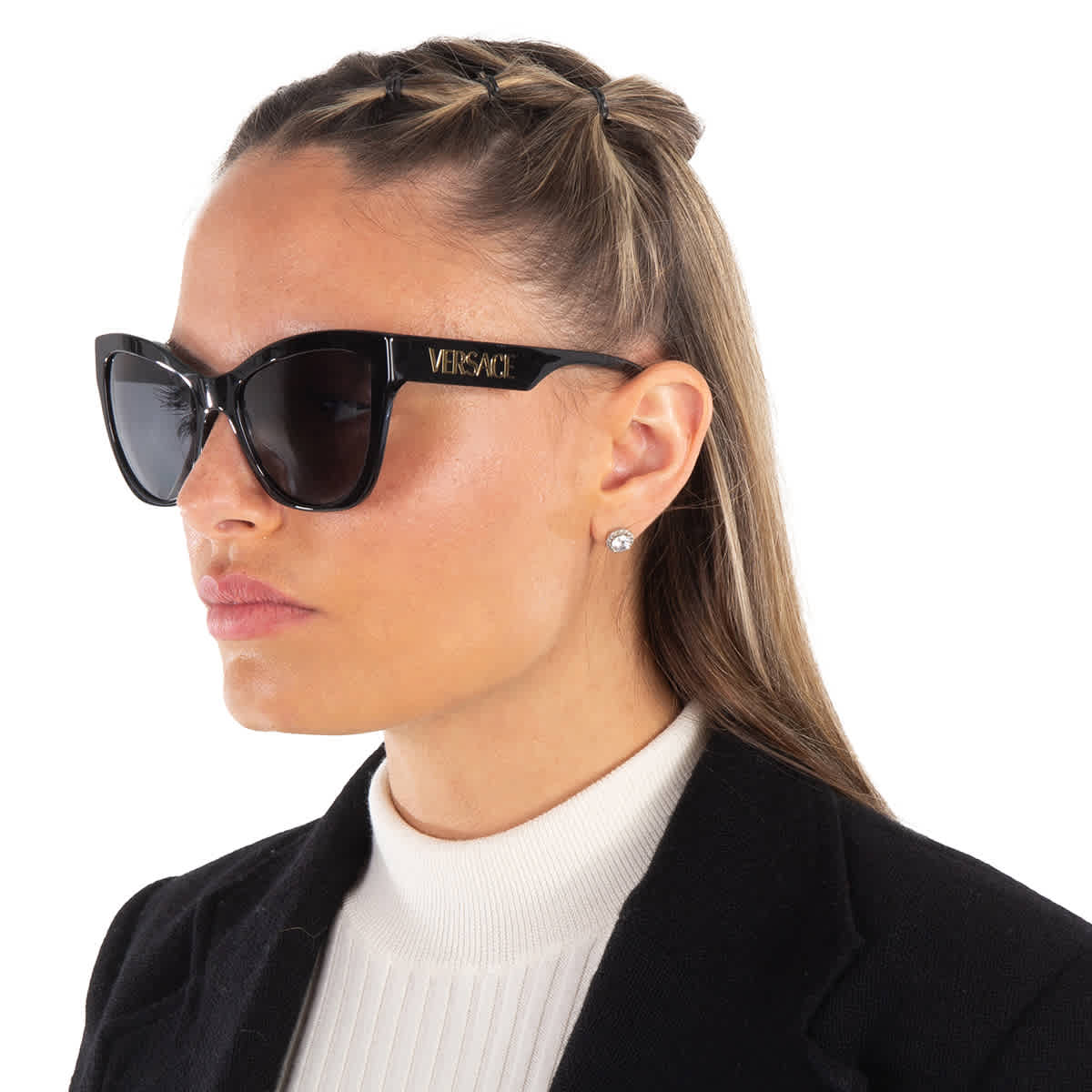 Gafas de sol de mujer de montura tipo gato color gris oscuro