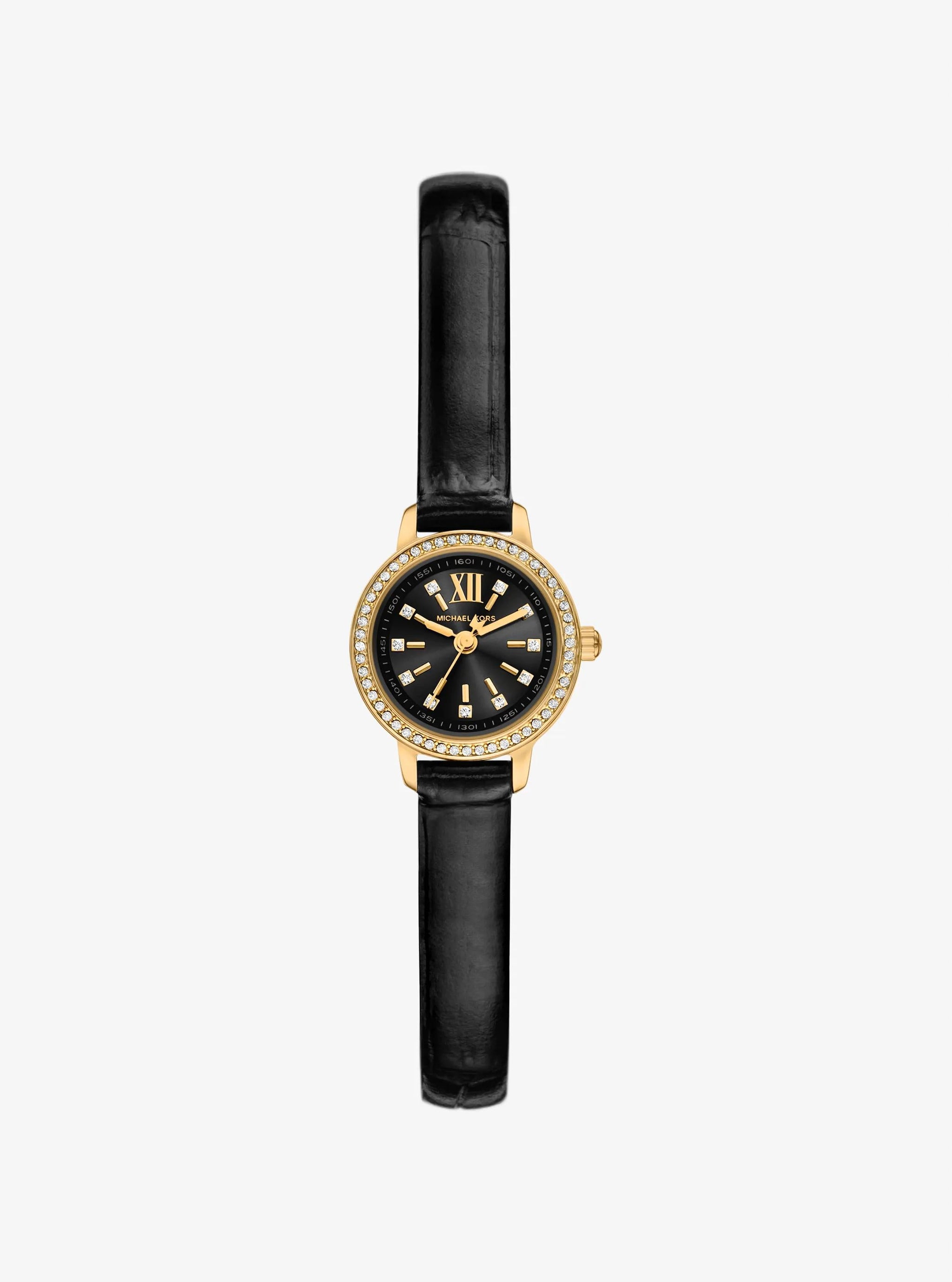 Reloj de cuero color dorado