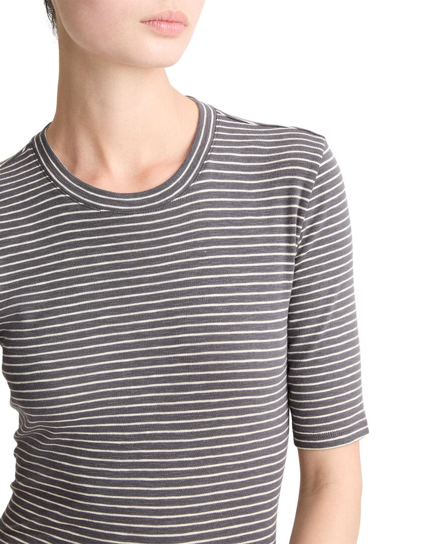 Top con cuello redondo a rayas