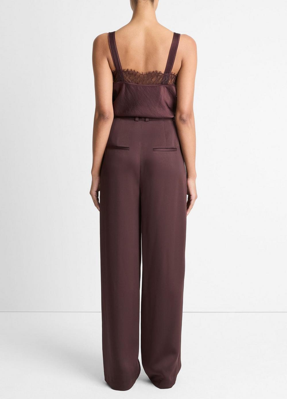 Pantalón de satén de pierna ancha con pliegues