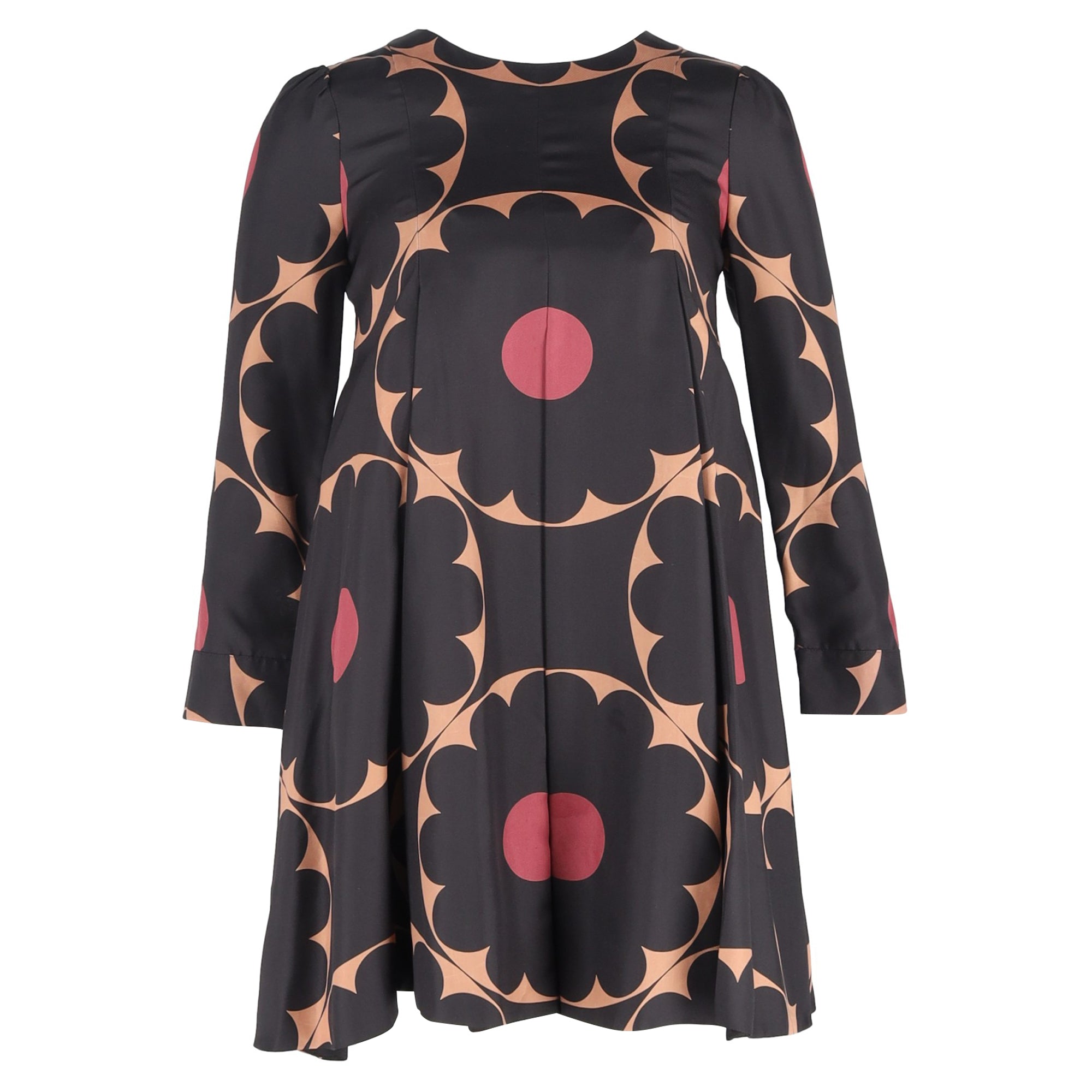 Vestido de seda corto con estampado floral multicolor