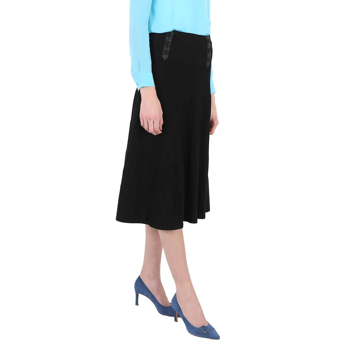Falda de mujer de cuero con pliegues color negro