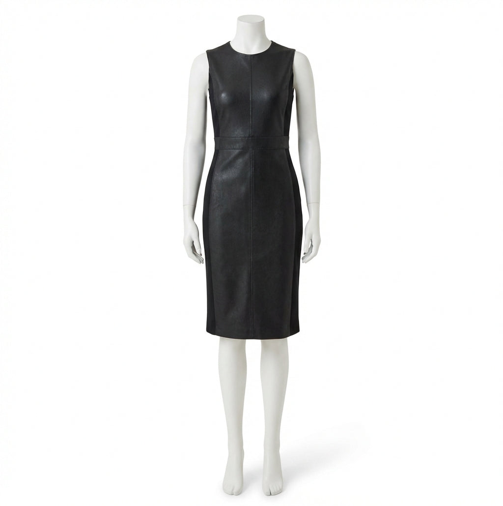 Vestido de efecto cuero color negro