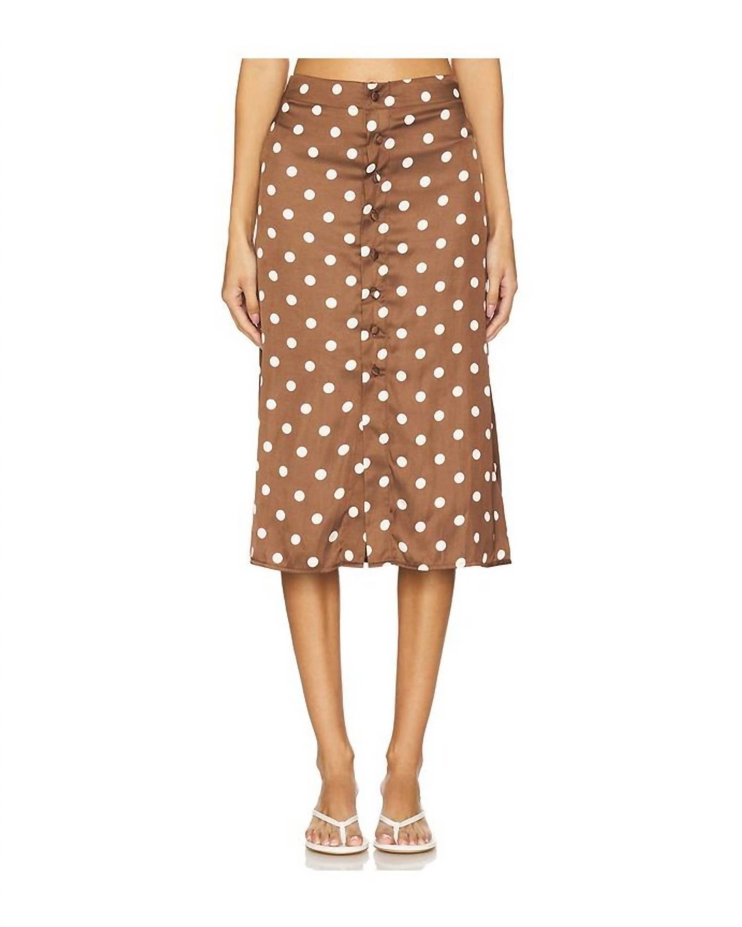 Falda de satén midi de lunares