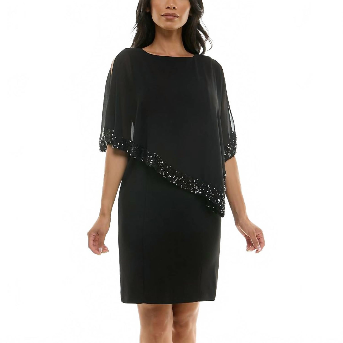 Vestido corto con lentejuelas color negro