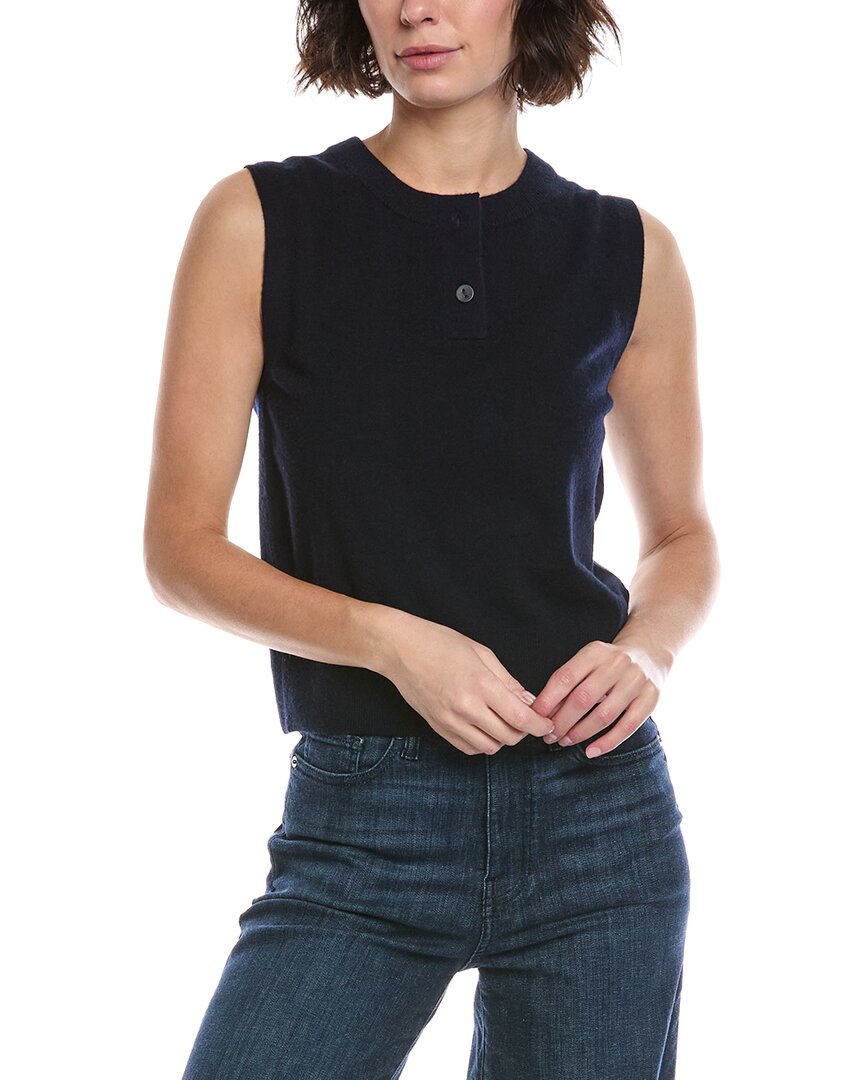 Camiseta sin mangas de mezcla de cachemira con cuello redondo