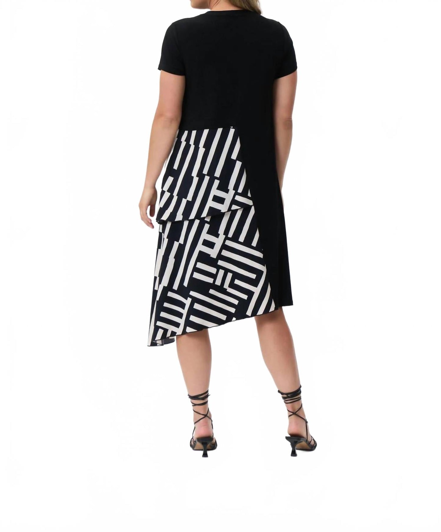 Vestido midi color negro y blanco