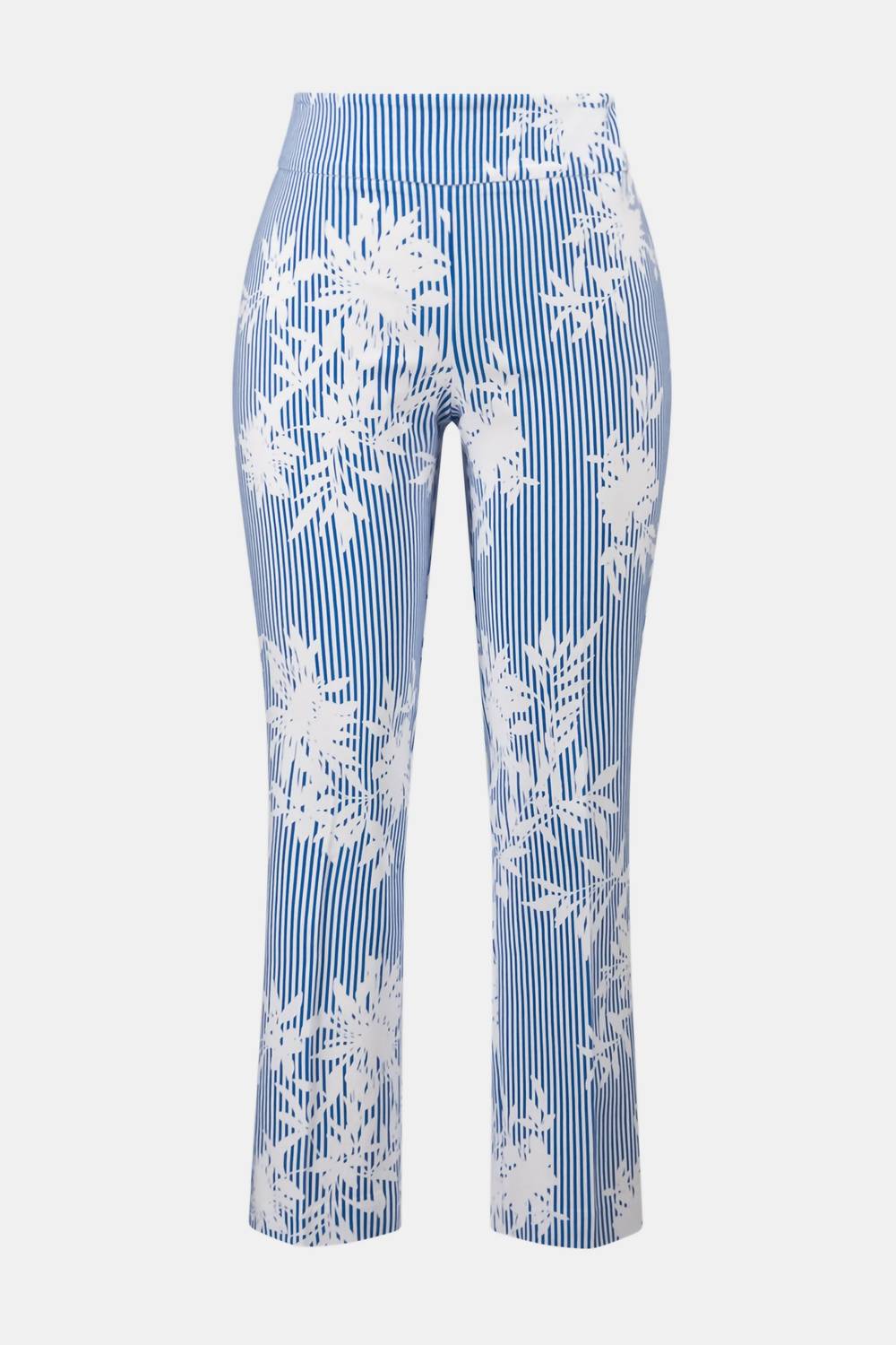 Pantalón de corte recto con estampado floral a rayas color azul