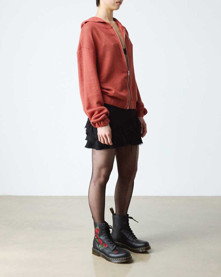 Botas de cuero con estampado floral con cordones
