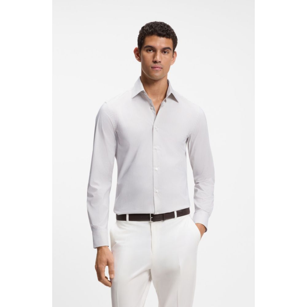 Camisa de mezcla de algodón de corte ajustado a rayas
