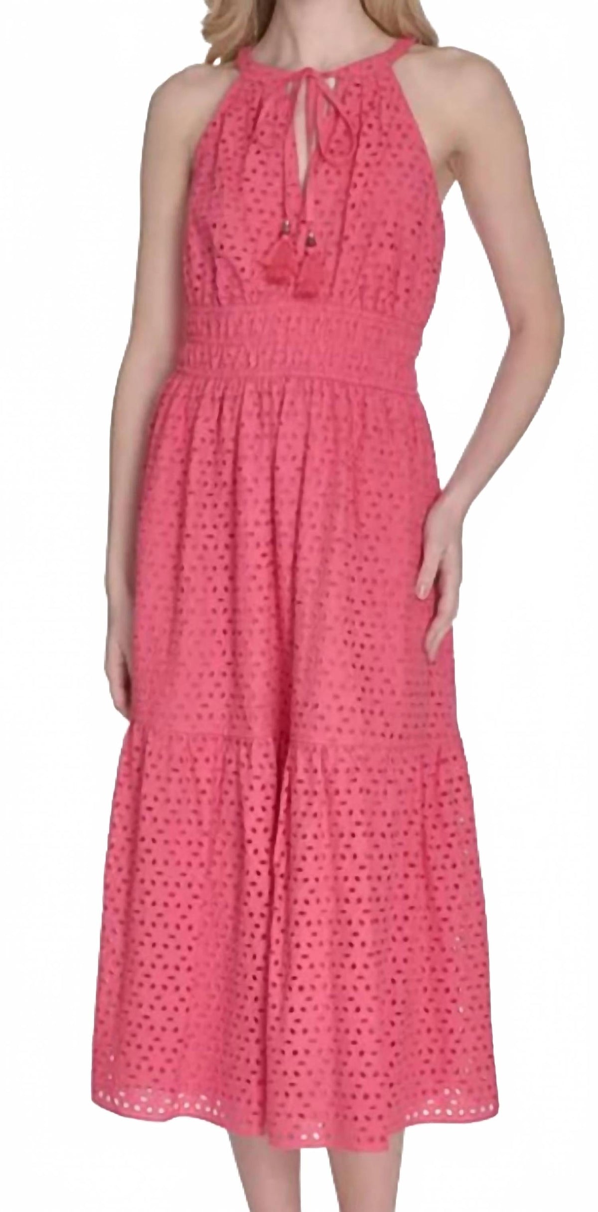 Vestido sin mangas color rosado