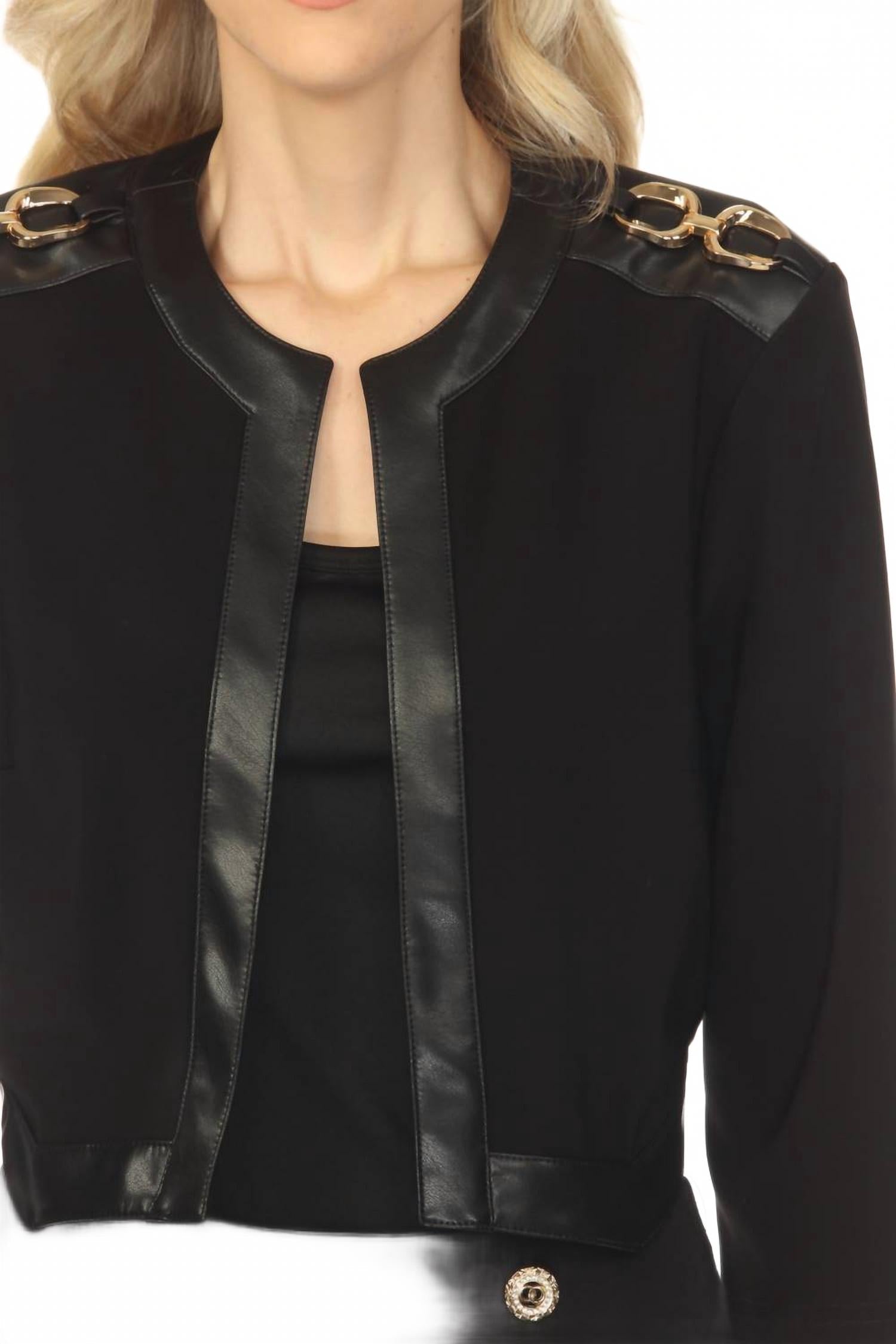 Chaqueta de efecto cuero color negro