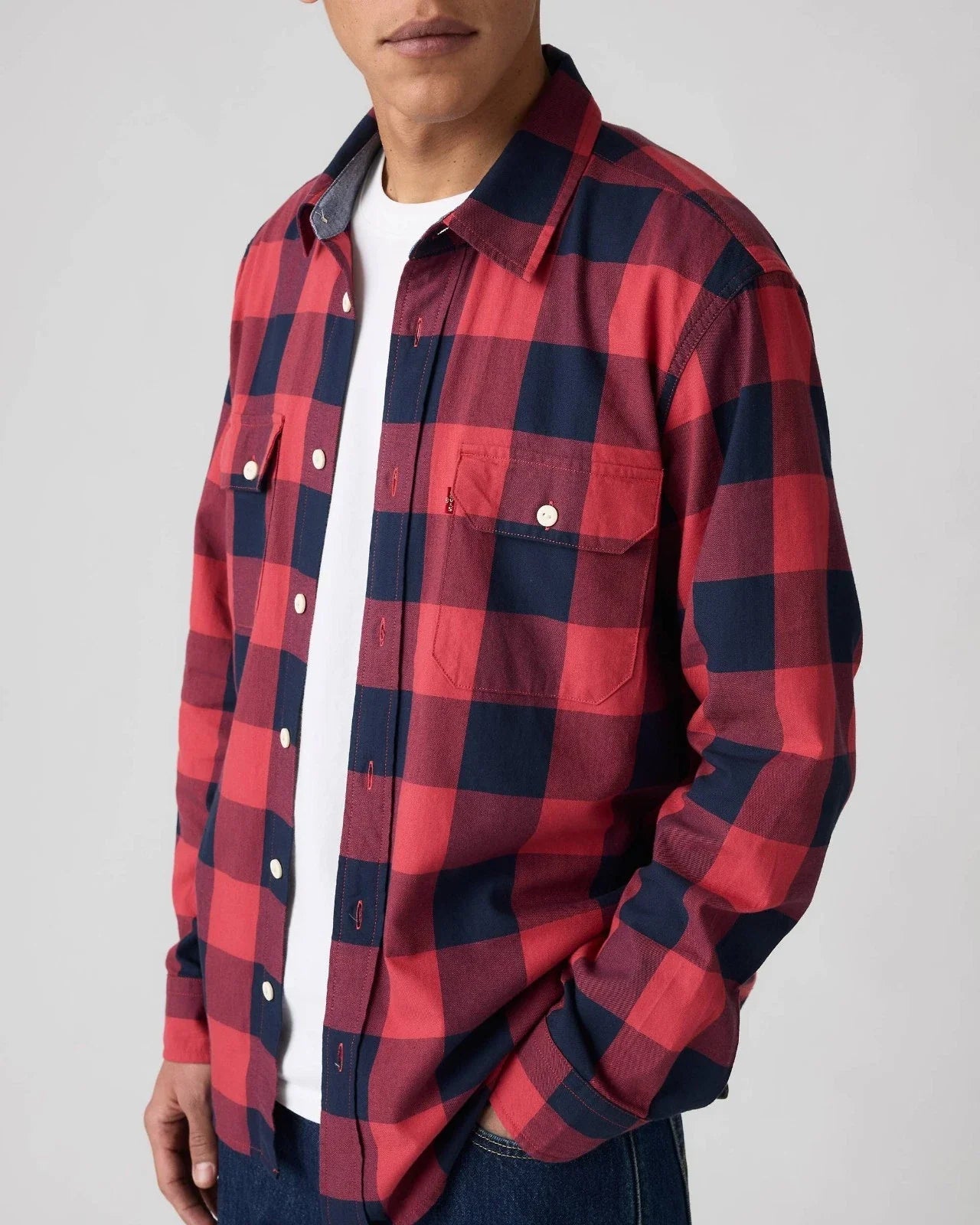 Sobrecamisa de hombre de algodón color rojo