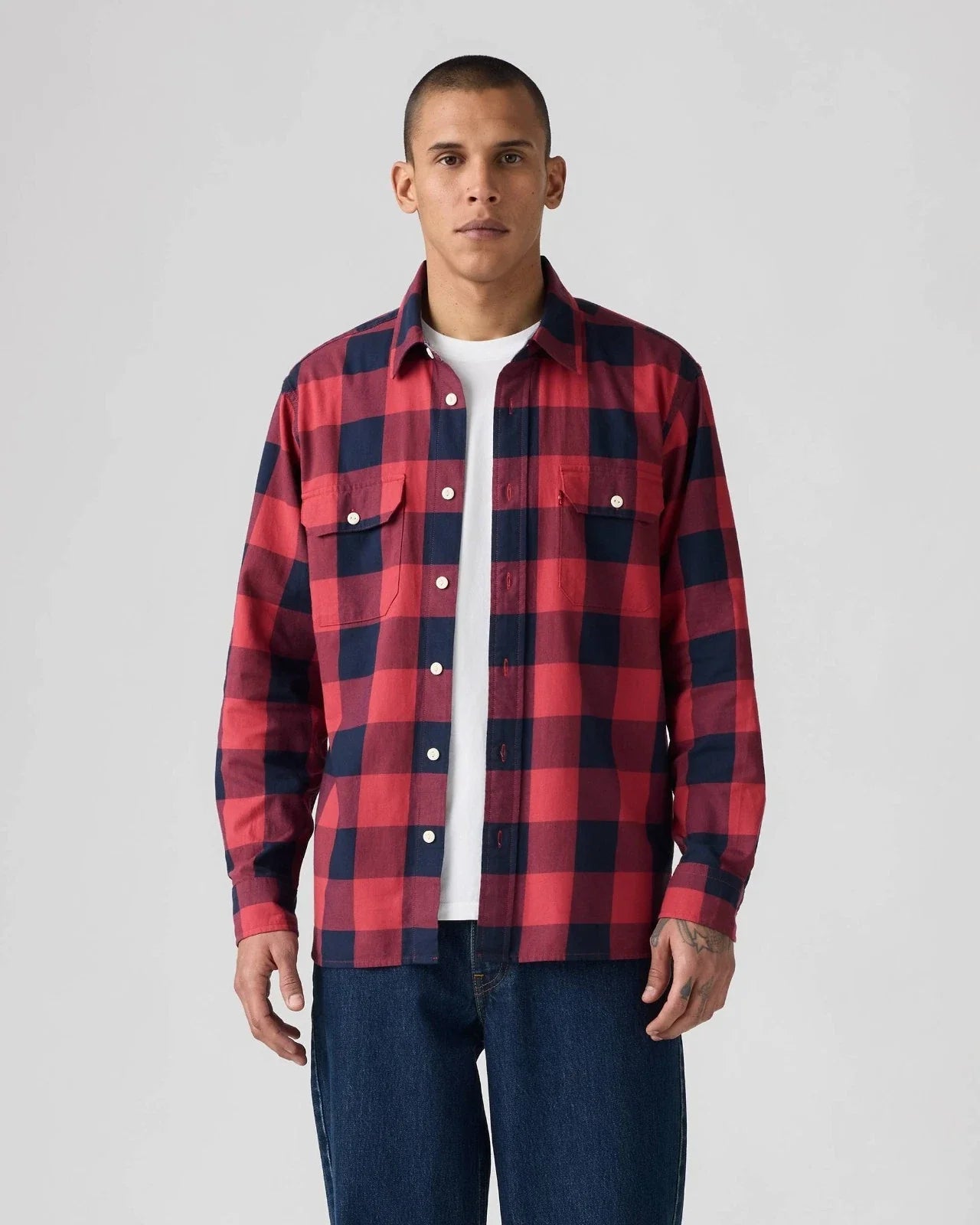 Sobrecamisa de hombre de algodón color rojo