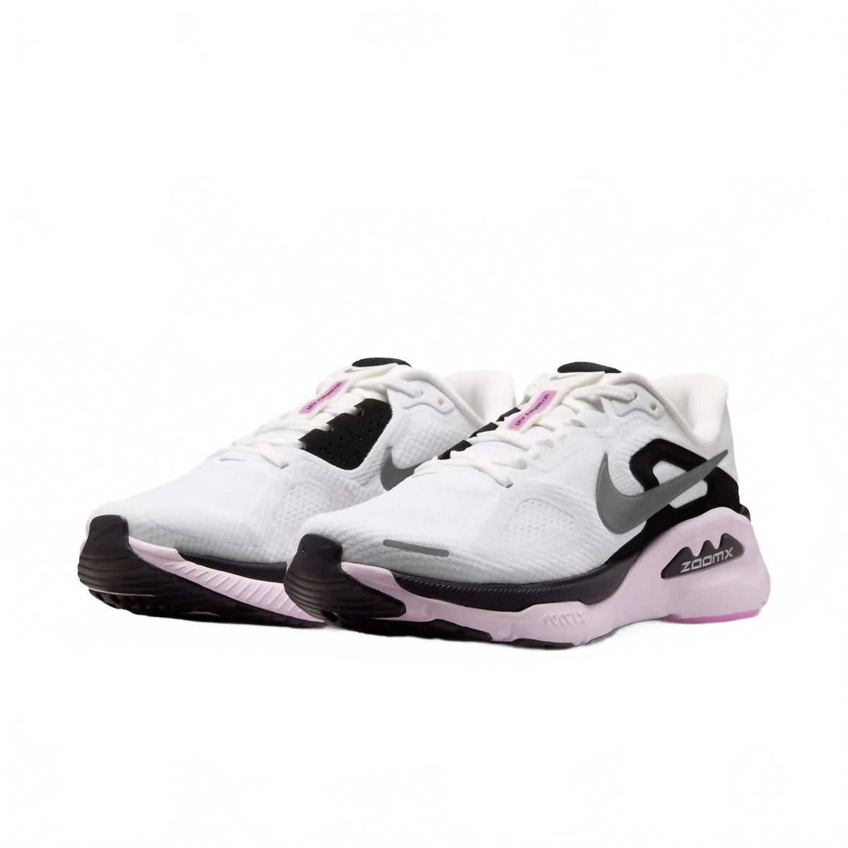 Tenis para correr de mujer color negro y blanco y plateado