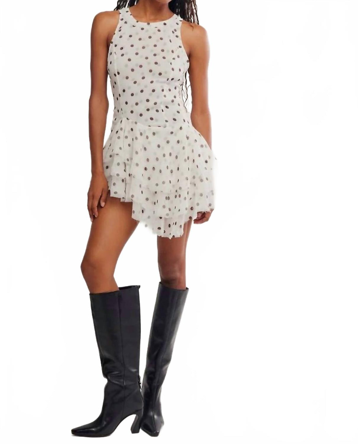 Vestido corto con estampado color blanco