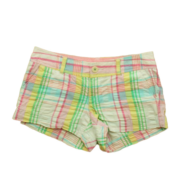 Short para niña a cuadros color blanco y rosado