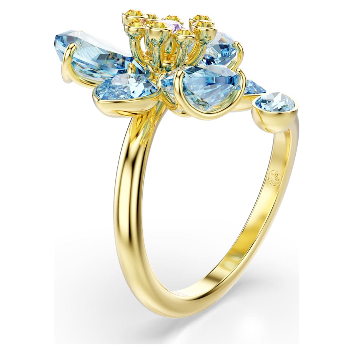 Anillo color azul y dorado