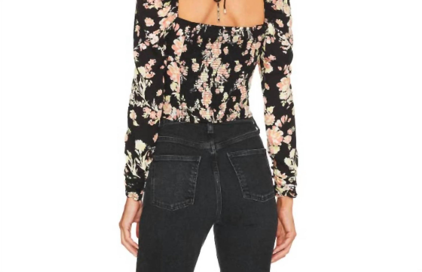 Top con estampado floral color negro