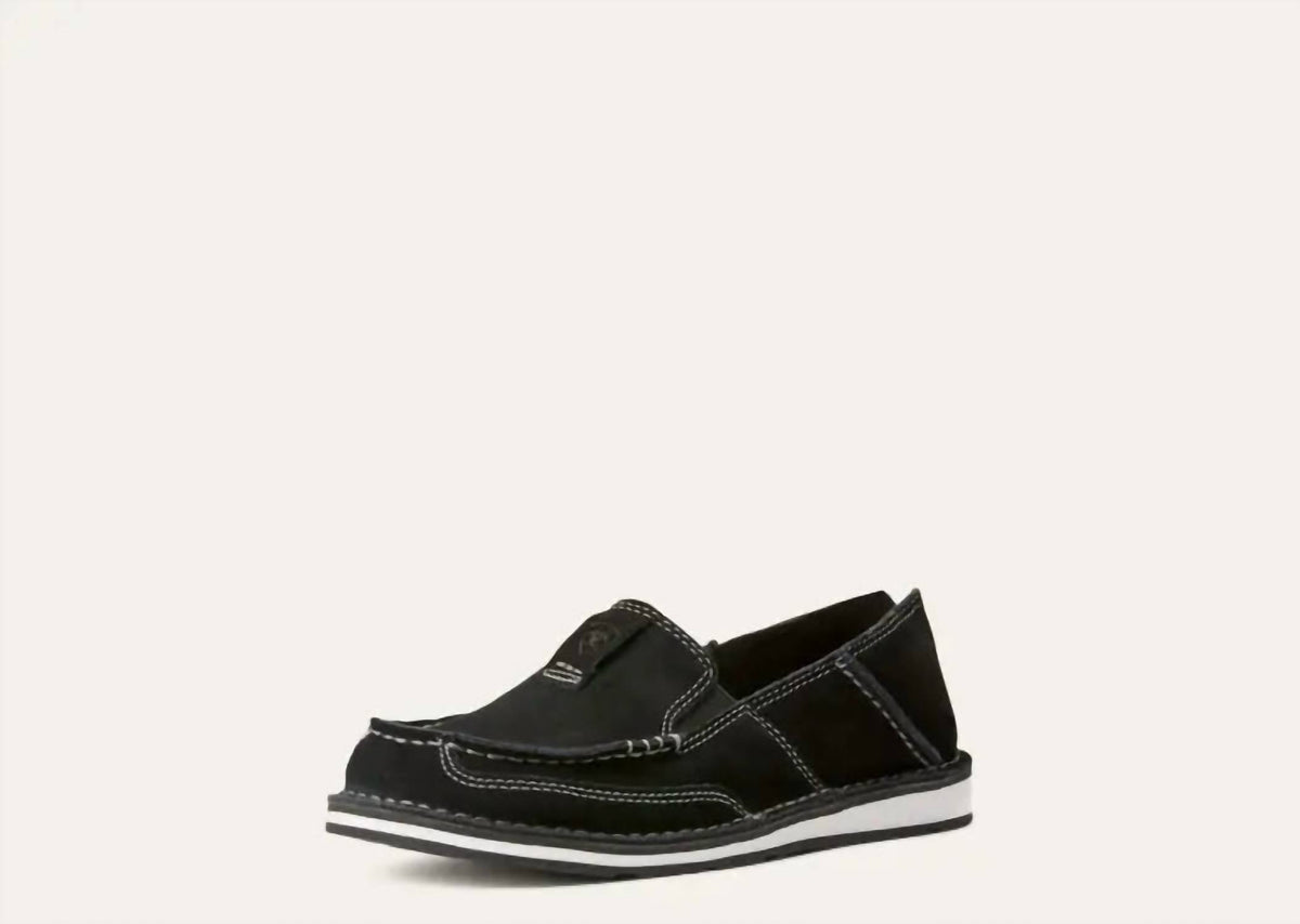 Zapatos planos de mujer de gamuza color negro