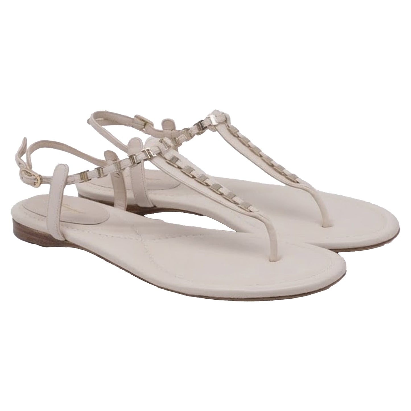 Sandalias de cuero color blanco