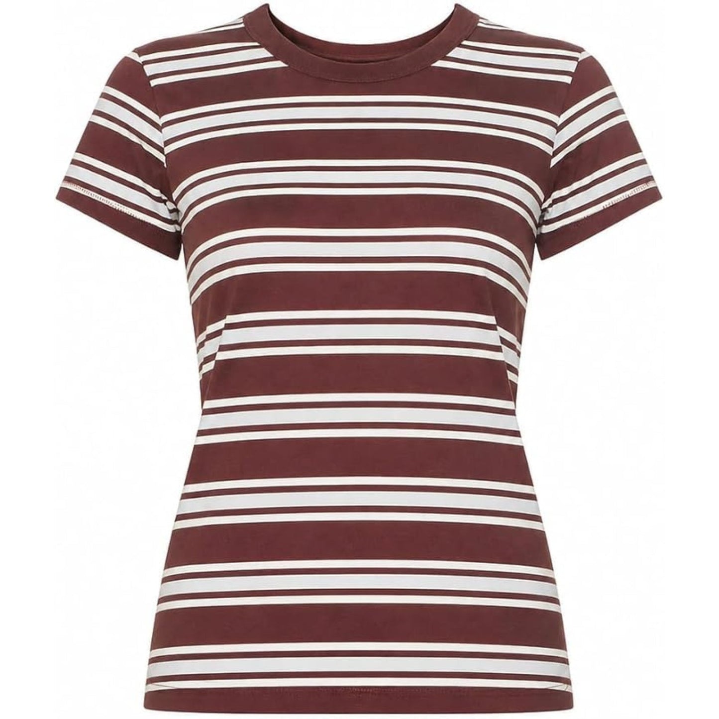 Camiseta de mujer a rayas color azul y café
