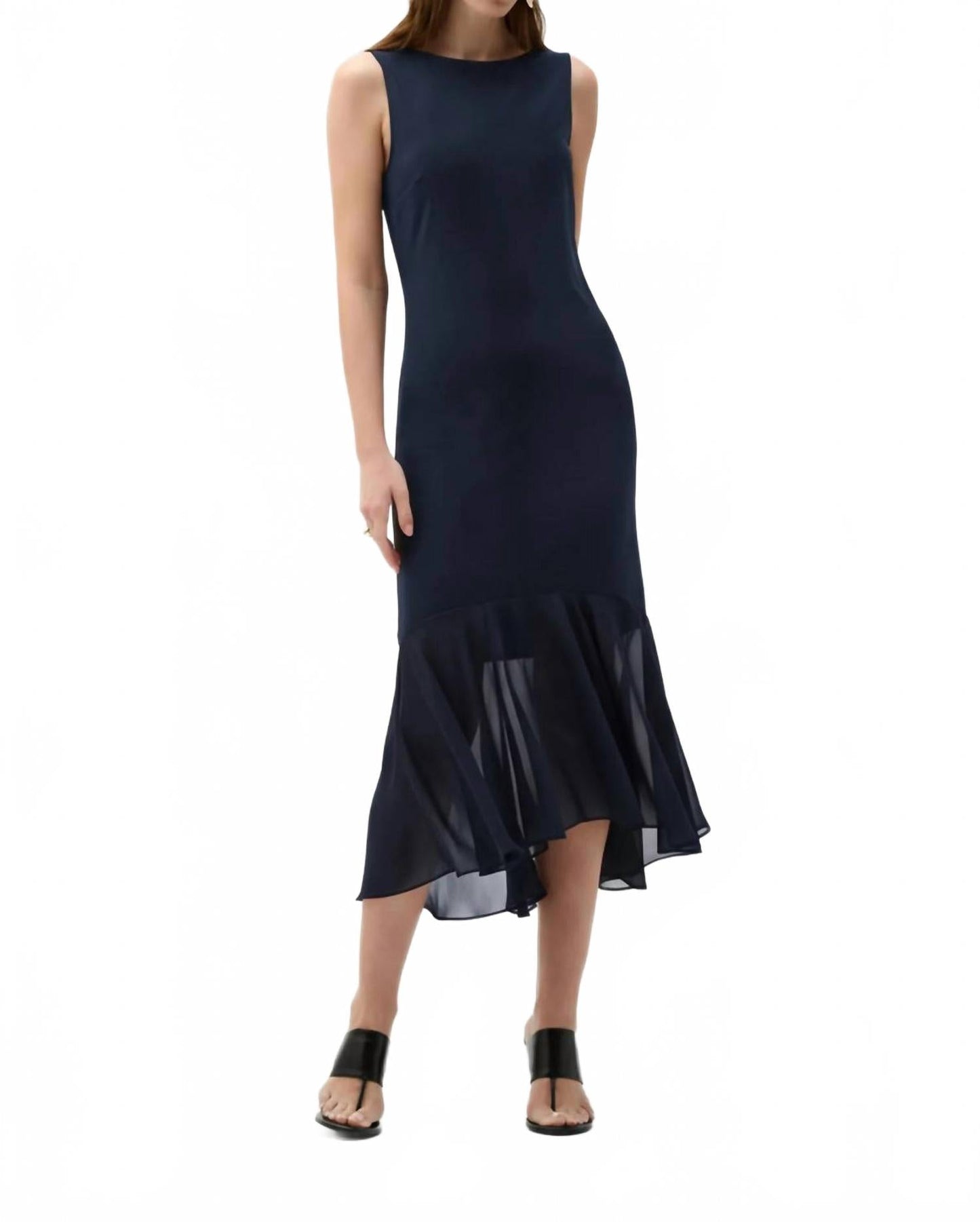 Vestido de gasa midi color negro