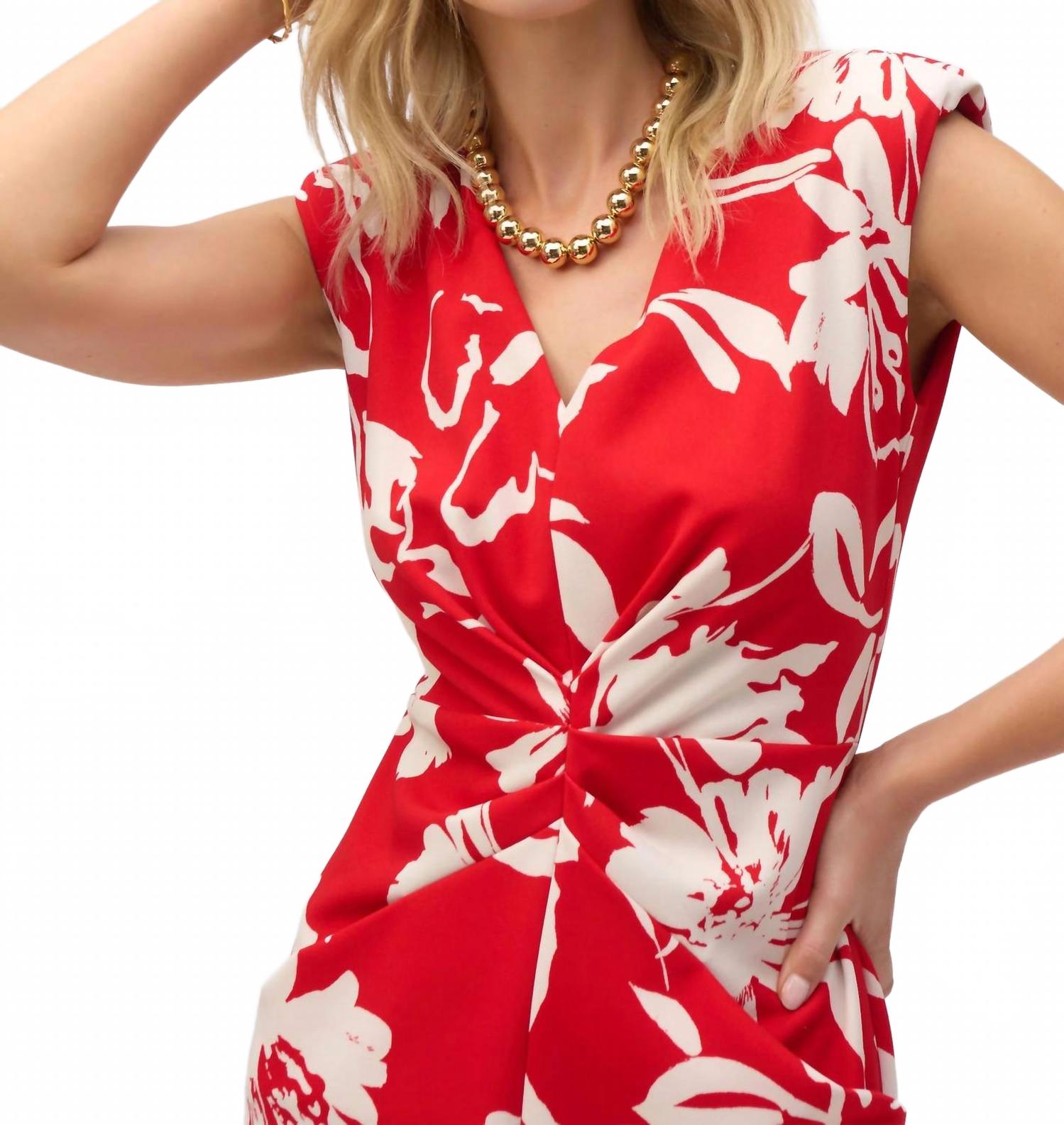 Vestido con estampado floral color rojo y crema
