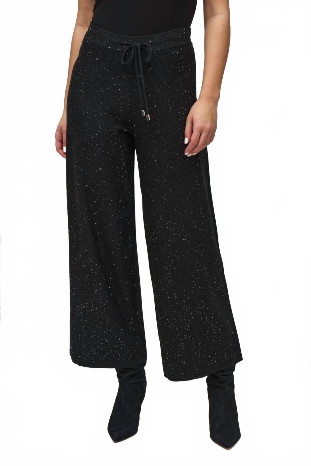 Pantalón de mujer de pierna ancha con lentejuelas color negro