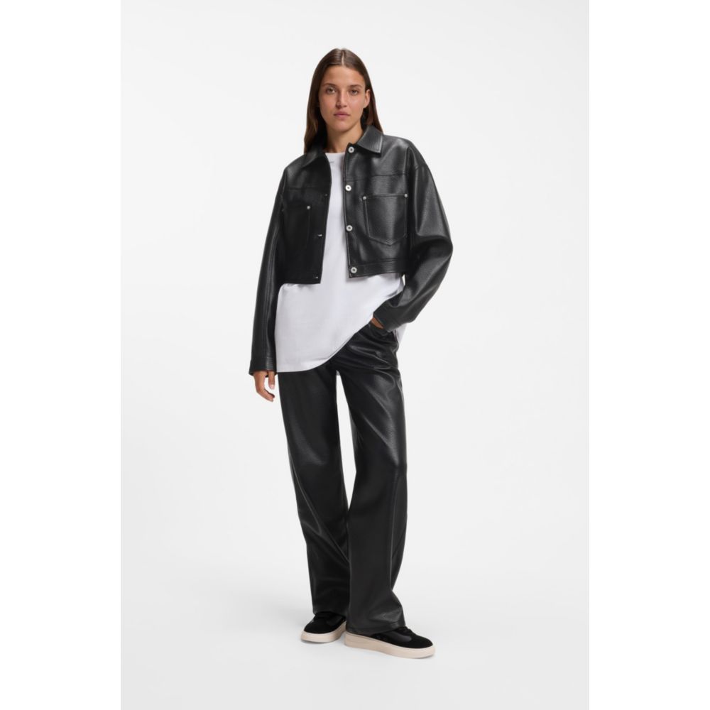 Chaqueta de efecto cuero de corte amplio