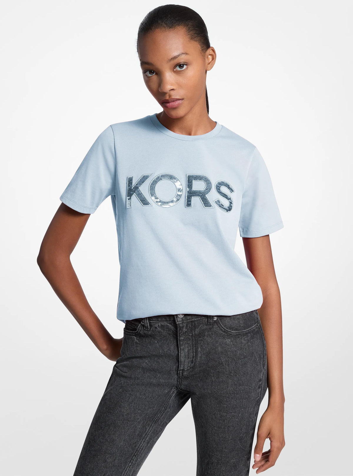 Camiseta de algodón con lentejuelas
