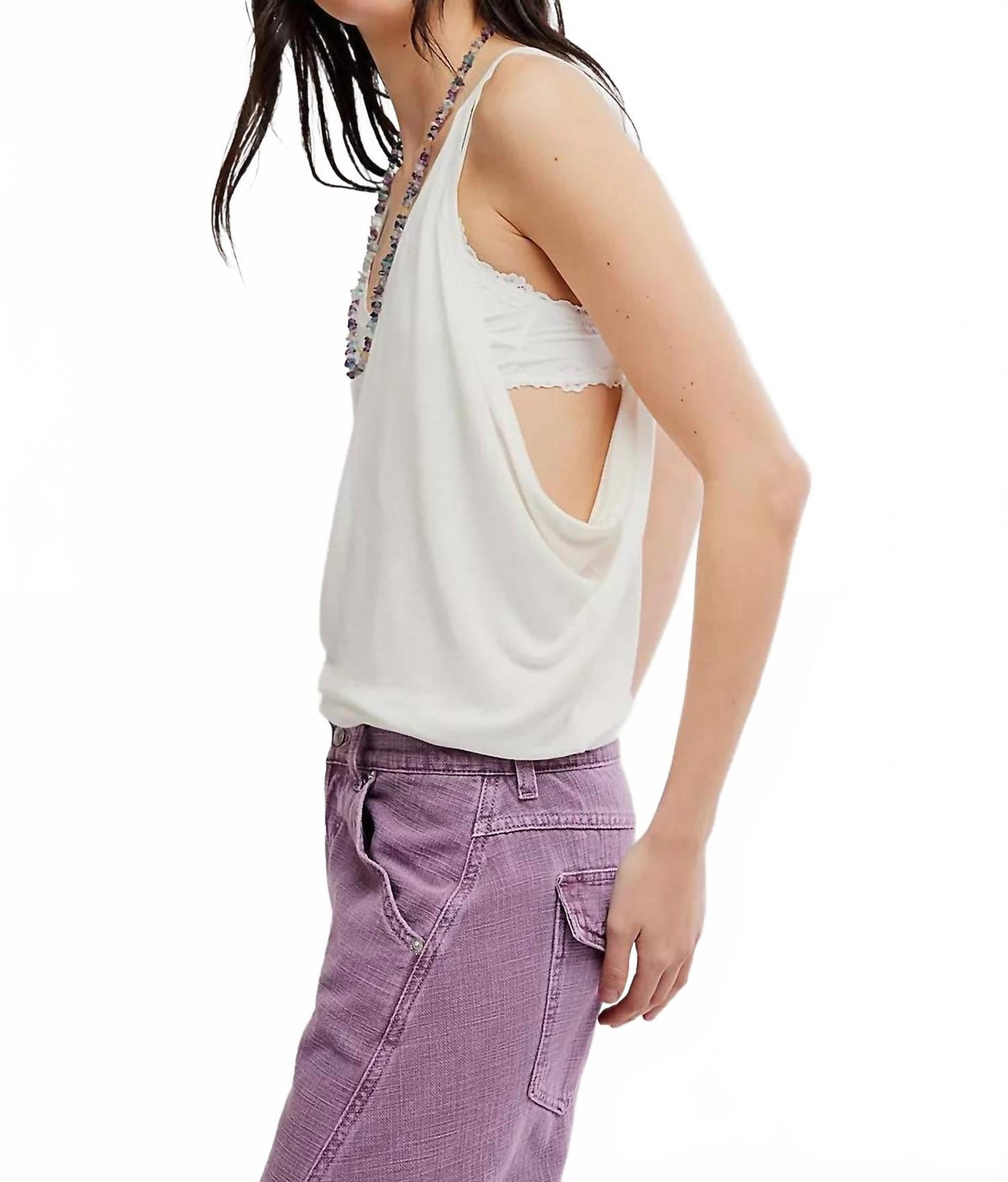 Camiseta sin mangas color marfil