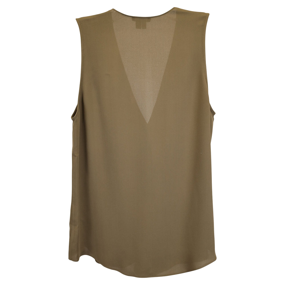 Camiseta sin mangas de seda con cuello en V color verde