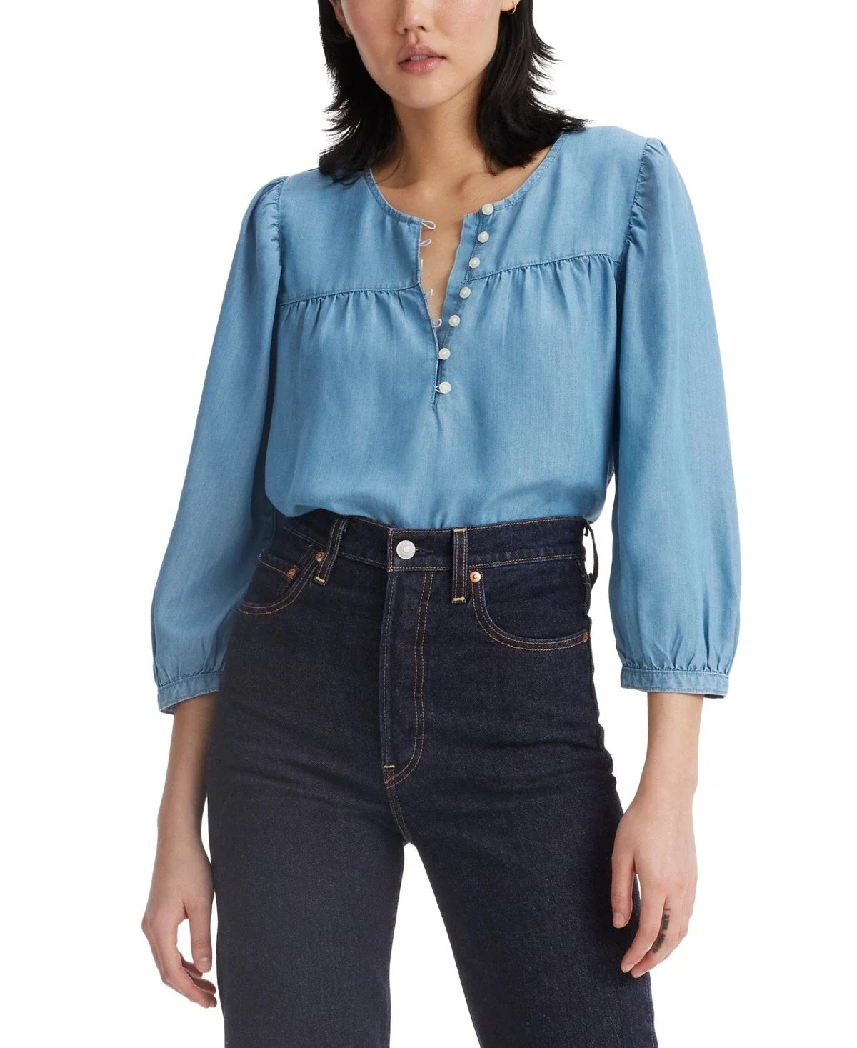 Blusa de mujer de corte amplio color azul