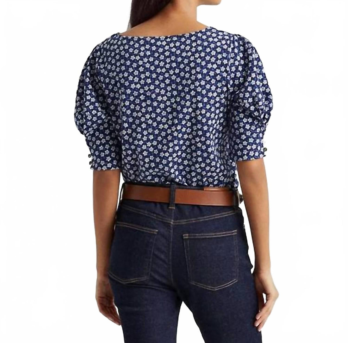 Top con estampado floral color azul