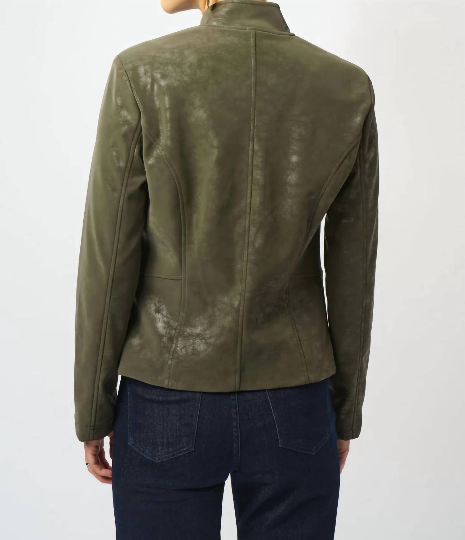 Chaqueta de gamuza sintética de manga larga