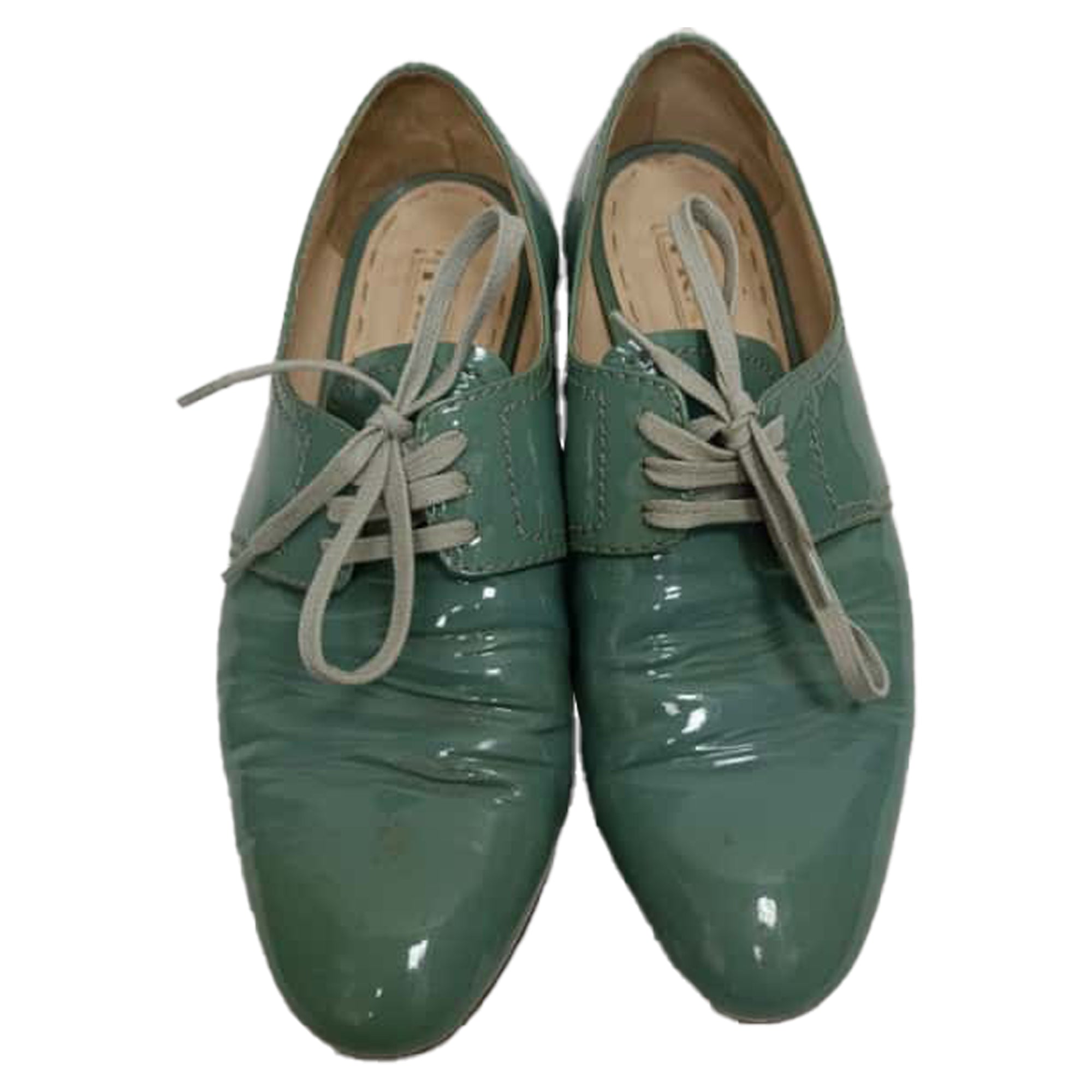 Zapatos de cordones de cuero color verde