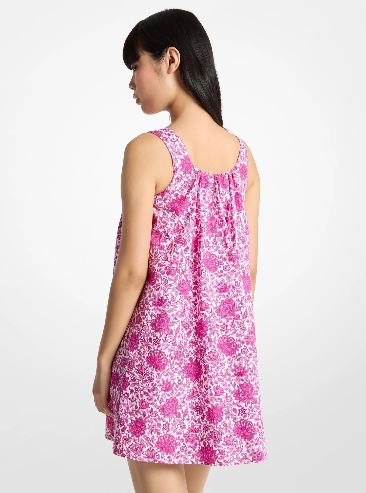 Vestido de algodón corto con estampado floral