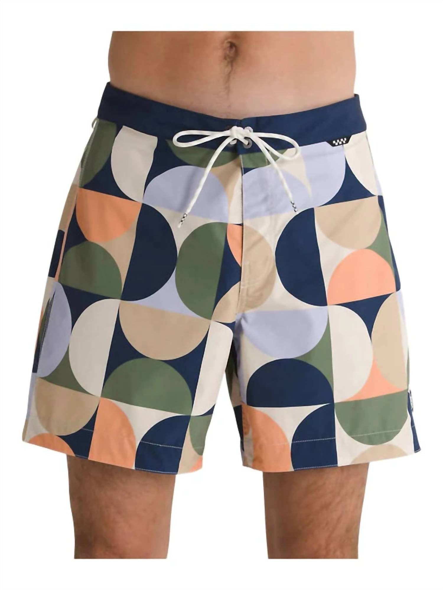 Pantaloneta de baño con estampado color azul y café