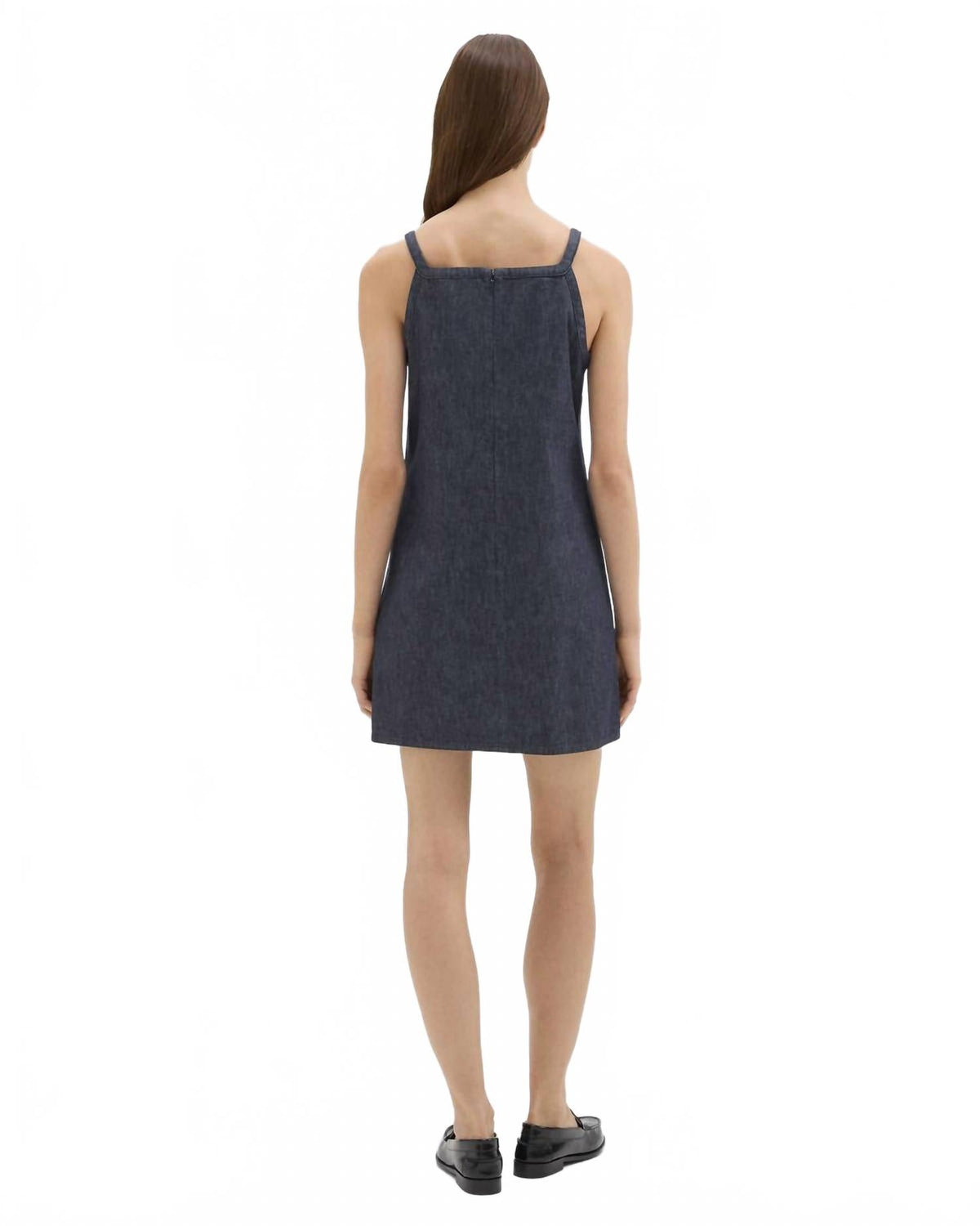Vestido de mezclilla corto con escote cuadrado