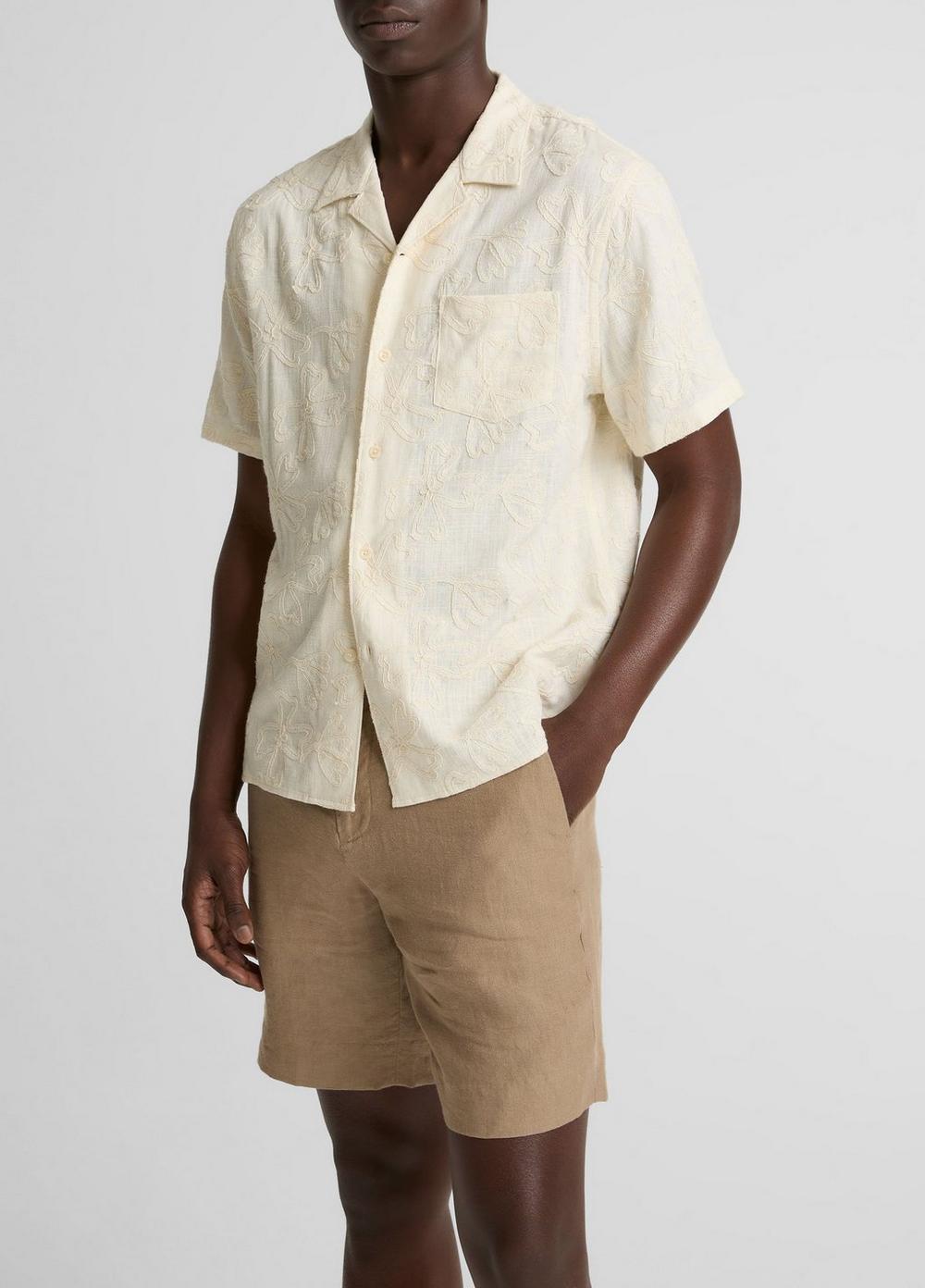 Camisa con estampado floral con bordado
