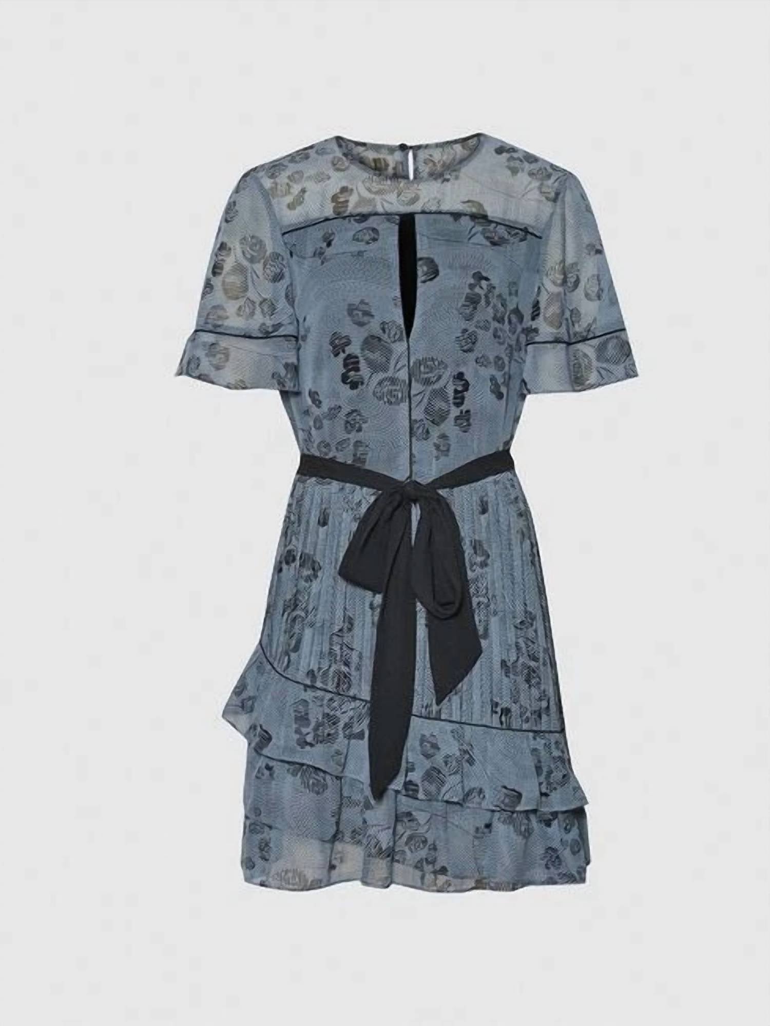 Vestido corto con estampado floral con boleros color azul