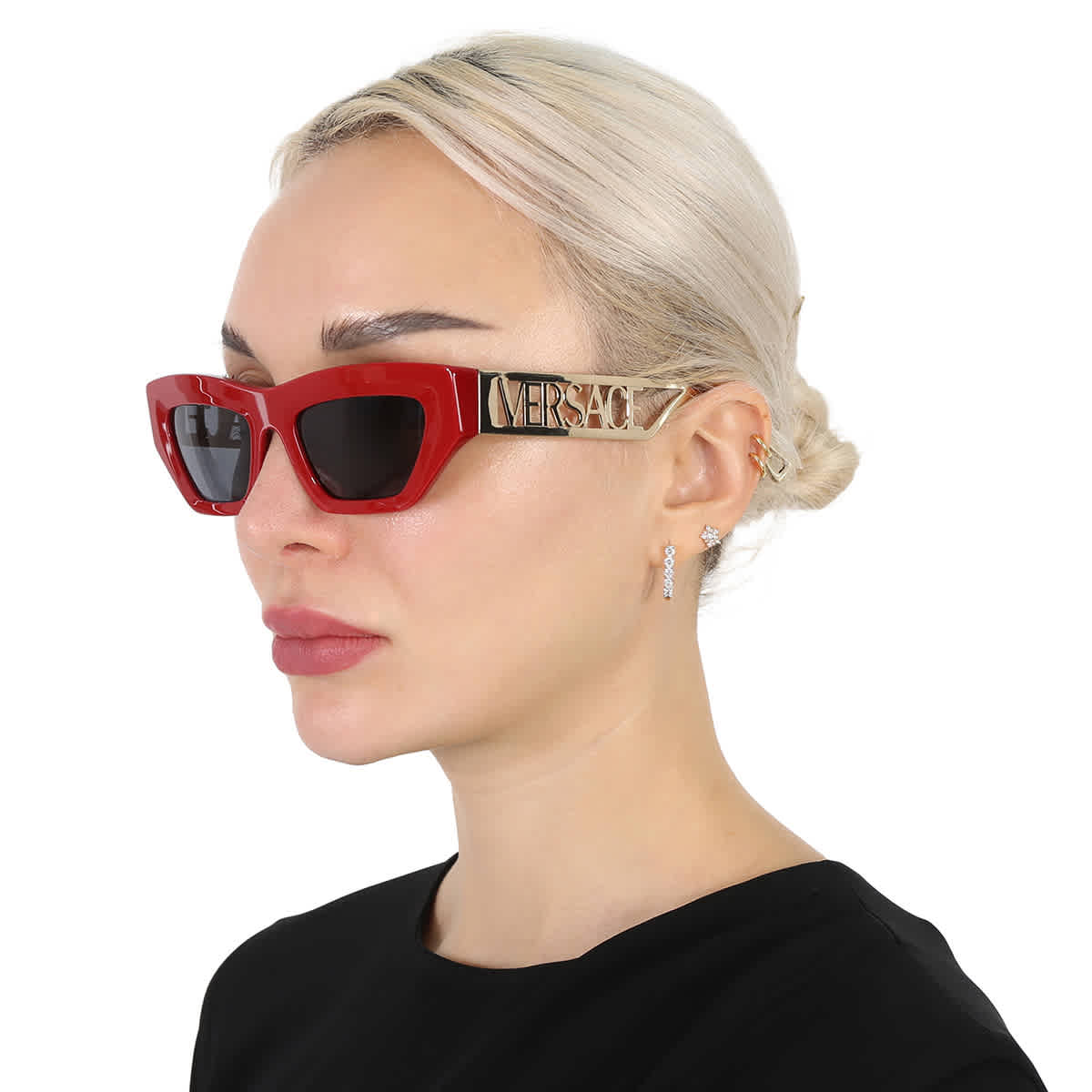 Gafas de sol de mujer de montura tipo gato color gris oscuro